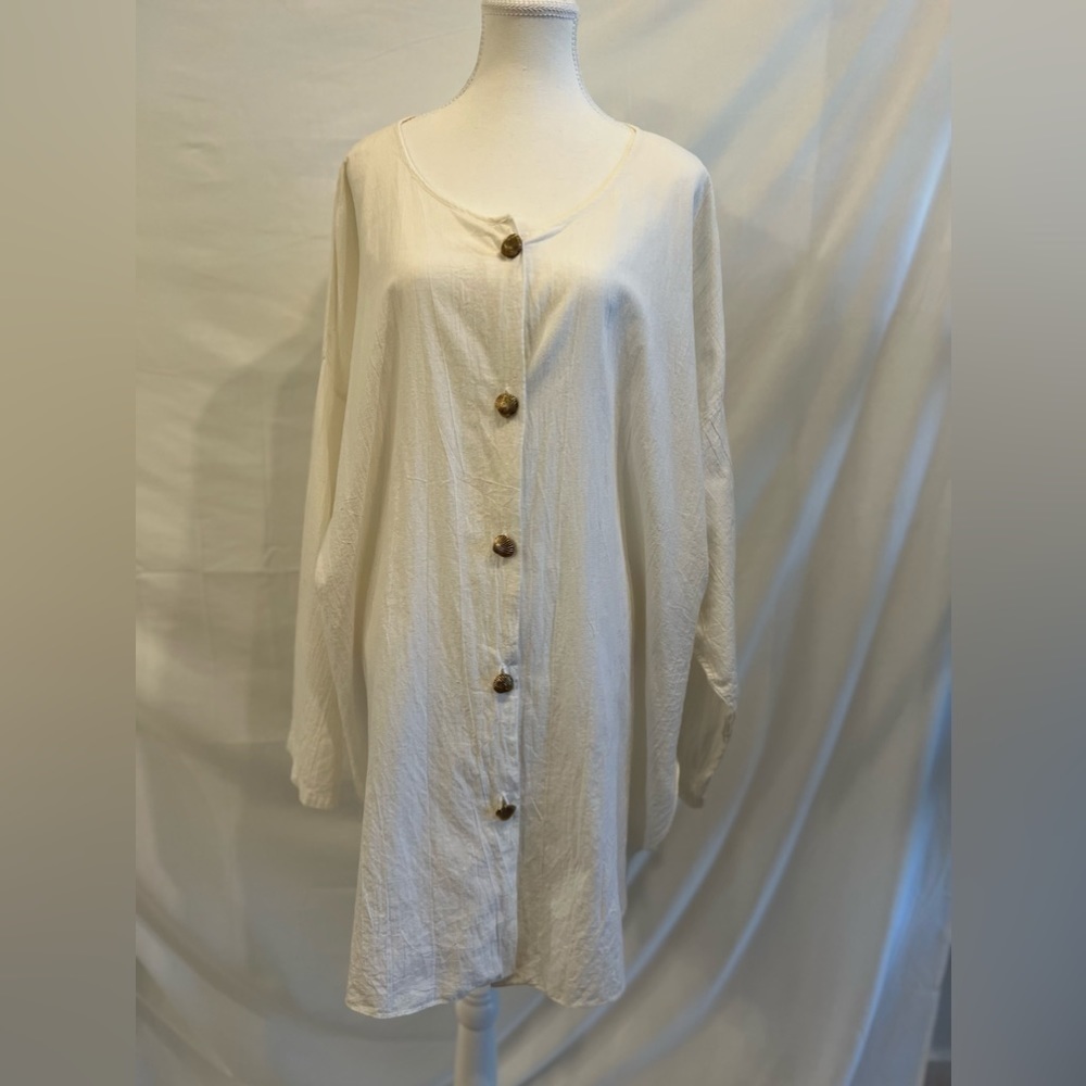 Vintage Cotton Shell Button Beach Coverup